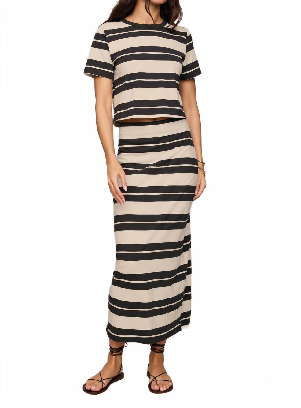 NEW Z SUPPLY gail striped midi skirt in ash black
